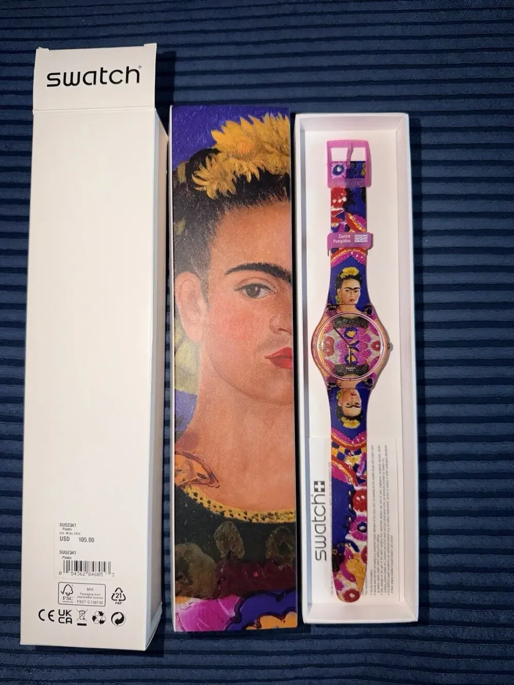 RARE RETIRED Swatch X Centre Pompidou The Frame By Frida Kahlo Watch